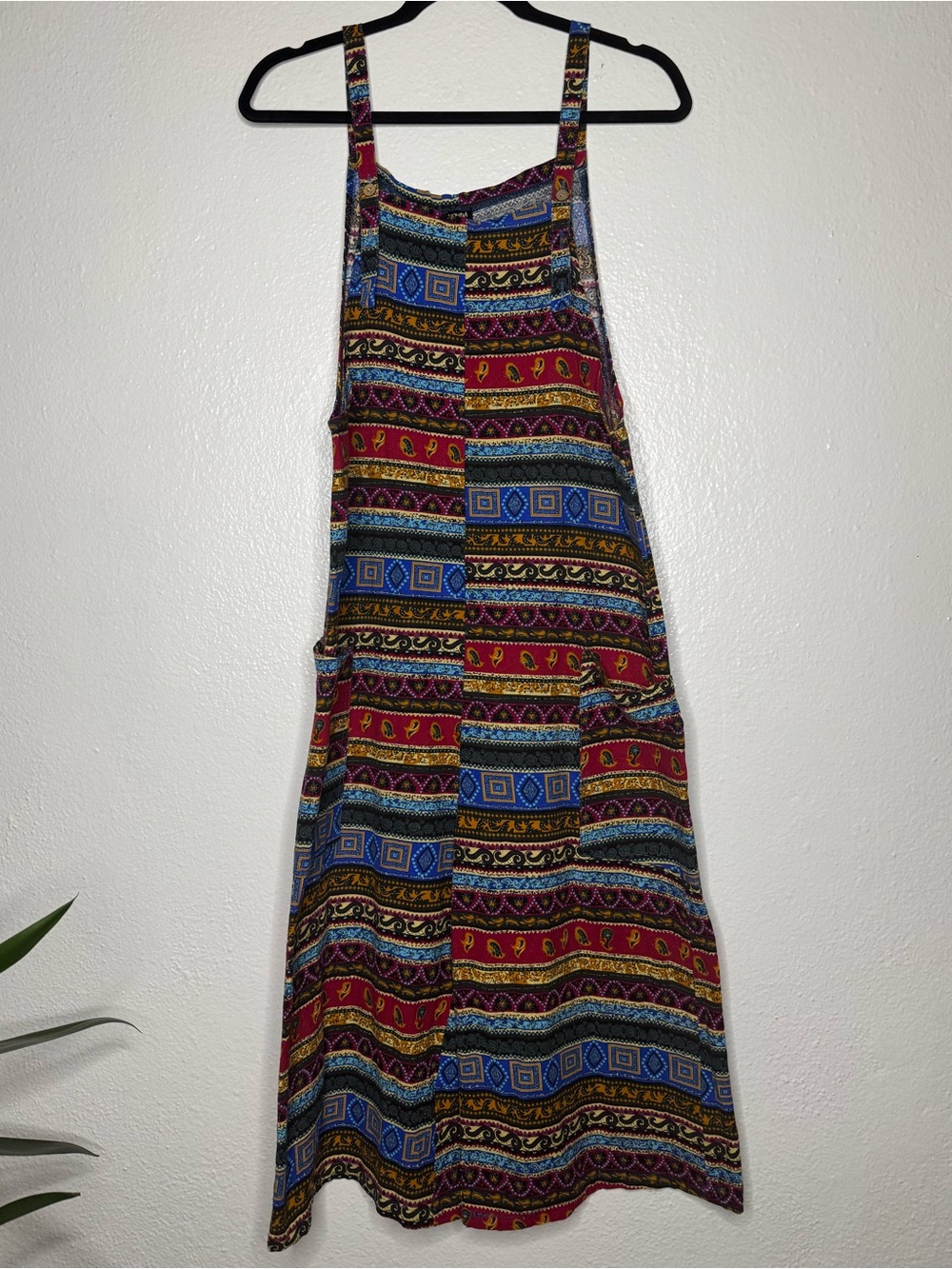 Vonda - Bohemian Striped Print Sleeveless Jumpsuit, Hippie Overalls 100% Cotton